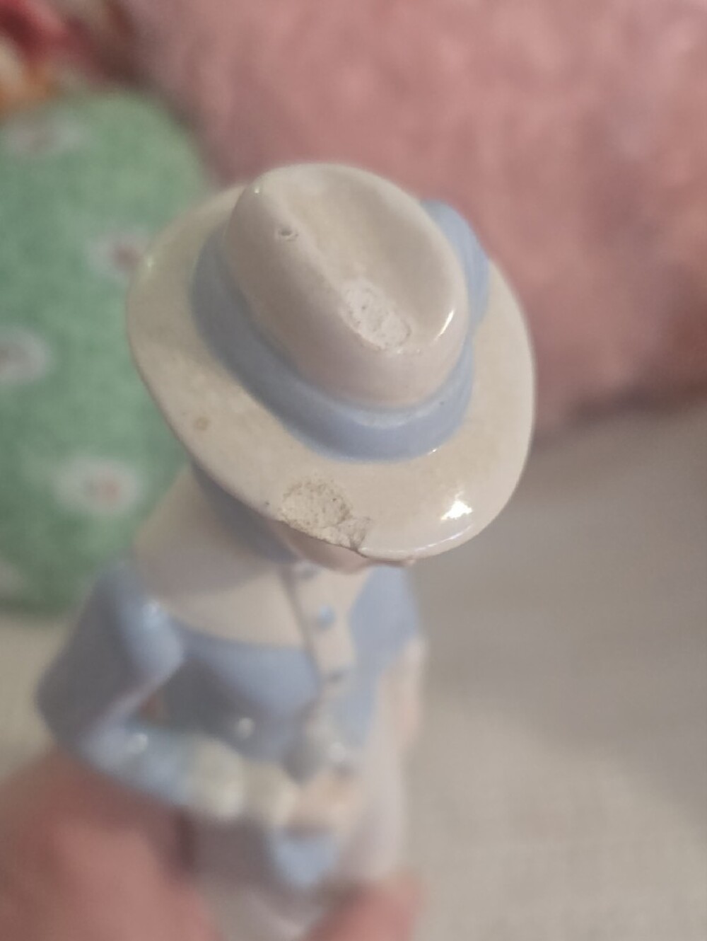 Porcelain Victorian Lady Figurine in Light Blue and White - Picture 4 of 6